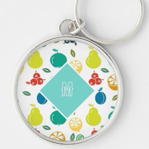 Porte-clés Monogramme blanc Fruits colorés personnalisés