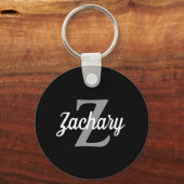 Porte-clés Monogramme Blanc Gris Noir Retro Script (Recto)