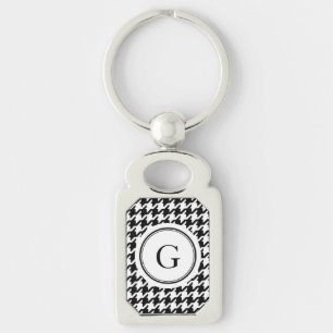 Porte-clés Monogramme blanc noir chic de motif de