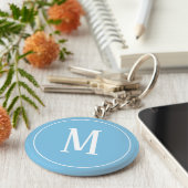 Porte-clés Monogramme blanc sur Porte - clé bleu clair (Côté)