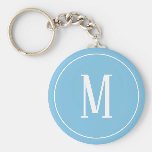 Porte-clés Monogramme blanc sur Porte - clé bleu clair (Devant)