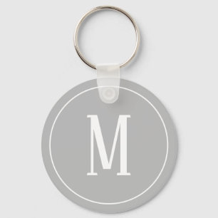 Porte-clés Monogramme blanc sur Porte - clé gris