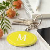 Porte-clés Monogramme blanc sur Porte - clé jaune (Côté)