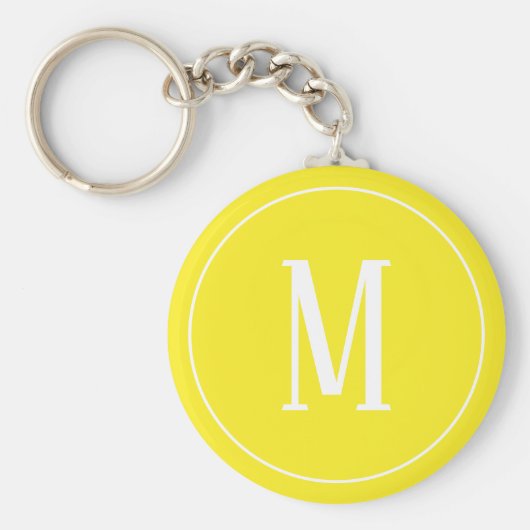 Porte-clés Monogramme blanc sur Porte - clé jaune (Devant)