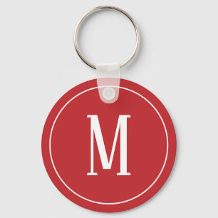 Porte-clés Monogramme blanc sur Porte - clé rouge foncé