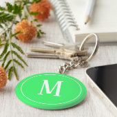 Porte-clés Monogramme blanc sur Porte - clé vert clair (Côté)