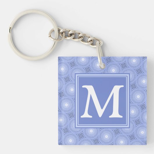 Porte-clés Monogramme bleu cercles motif (Devant)