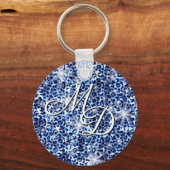 Porte-clés Monogramme bleu Cheetah (Recto)