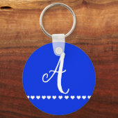 Porte-clés Monogramme bleu et blanc initial (Recto)