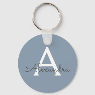 Porte-clés Monogramme bleu et blanc poussiéreux