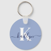 Porte-clés Monogramme bleu moderne (Verso)