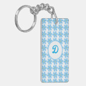 Porte-clés monogramme bleu personnalisé initial botanique (Devant gauche)