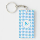 Porte-clés monogramme bleu personnalisé initial botanique (Devant)