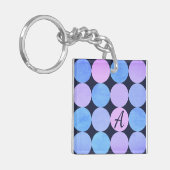Porte-clés Monogramme bleu pourpre et rose des cercles (Devant gauche)