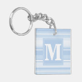 Porte-clés Monogramme Bleu rayures (Devant gauche)