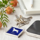 Porte-clés Monogramme Bleu Silver Chien Espagnol (Côté)