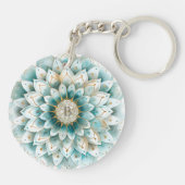 Porte-clés Monogramme Blue Turquoise or Floral Mandala (Dos)