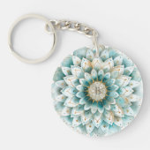Porte-clés Monogramme Blue Turquoise or Floral Mandala (Devant)