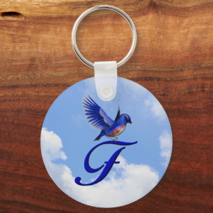 Porte-clés Monogramme Bluebird initiale F