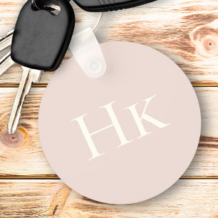 Porte-clés Monogramme Blush Rose Ivoire Initiale Monogrammée