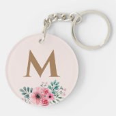 Porte-clés Monogramme Bonne fête des mères rose florale (Dos)