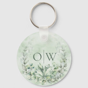 Porte-clés Monogramme Botanique Eucalyptus Faveur de mariage