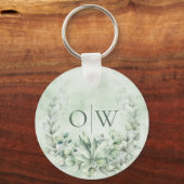 Porte-clés Monogramme Botanique Eucalyptus Faveur de mariage (Recto)