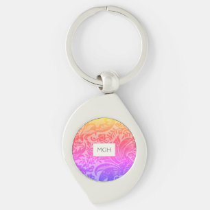 Porte-clés Monogramme botanique floral arc-en-ciel