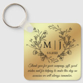 Porte-clés monogramme botanique merci or mariage (Recto)