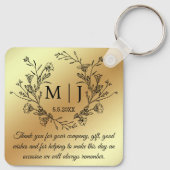 Porte-clés monogramme botanique merci or mariage (Dos)