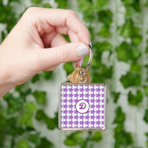 Porte-clés monogramme botanique mignon initial violet