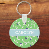 Porte-clés Monogramme bouclé vert moderne mignon de motif de (Recto)