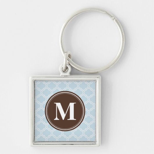 Porte-clés Monogramme Brown bébé bleu Trellis Motif (Devant)