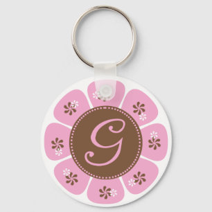 Porte-clés Monogramme Brown et rose G