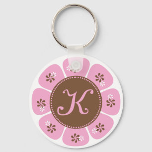 Porte-clés Monogramme Brown et rose K