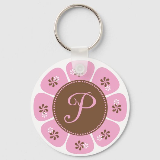 Porte-clés Monogramme Brown et rose P (Recto)