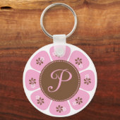 Porte-clés Monogramme Brown et rose P (Recto)