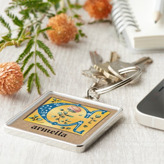 Porte-clés Monogramme C carré Floral Illuminé (Côté)