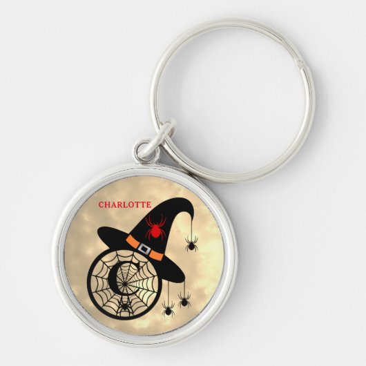 Porte-clés Monogramme C Halloween Sky Witch Nom des araignées (Devant)