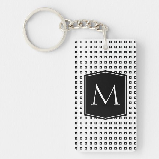 Porte-clés Monogramme carré de motif personnalisable (Devant)