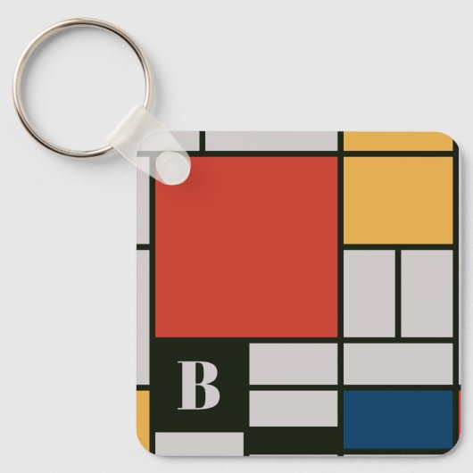 Porte-clés Monogramme Carré De Stijl Inspiré (Recto)