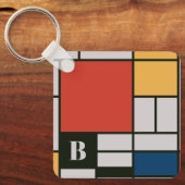 Porte-clés Monogramme Carré De Stijl Inspiré (Recto)