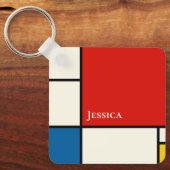 Porte-clés Monogramme Carré De Stijl Inspiré (Recto)