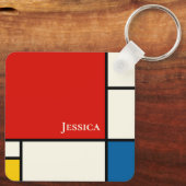 Porte-clés Monogramme Carré De Stijl Inspiré (Verso)