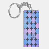 Porte-clés Monogramme Cercles Bleu Violet & Rose (Devant gauche)