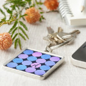 Porte-clés Monogramme Cercles Bleu Violet & Rose (Côté)