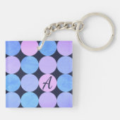 Porte-clés Monogramme Cercles Bleu Violet & Rose (Dos)