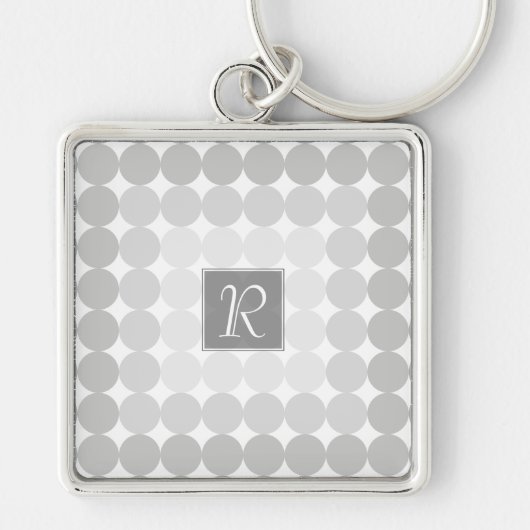 Porte-clés Monogramme Cercles Gris Moderne (Devant)