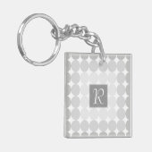 Porte-clés Monogramme Cercles Gris Moderne (Devant gauche)