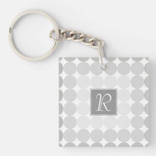 Porte-clés Monogramme Cercles Gris Moderne (Devant)